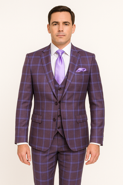 Rossi Man MAX RM1834 Slim Fit 3-Piece Suit – Elegant Purple Formalwear for Men 5   - from alligatorwarehouse.com