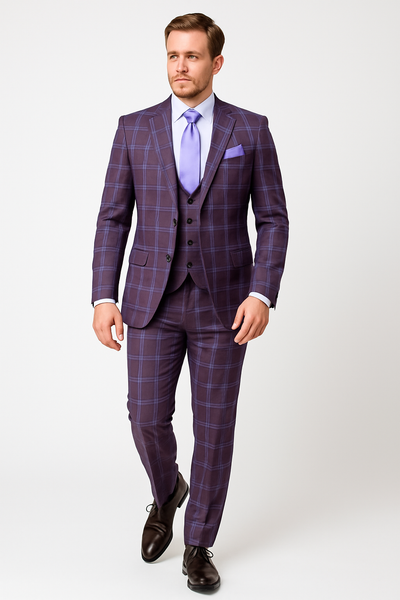 Rossi Man MAX RM1834 Slim Fit 3-Piece Suit – Elegant Purple Formalwear for Men 3   - from alligatorwarehouse.com