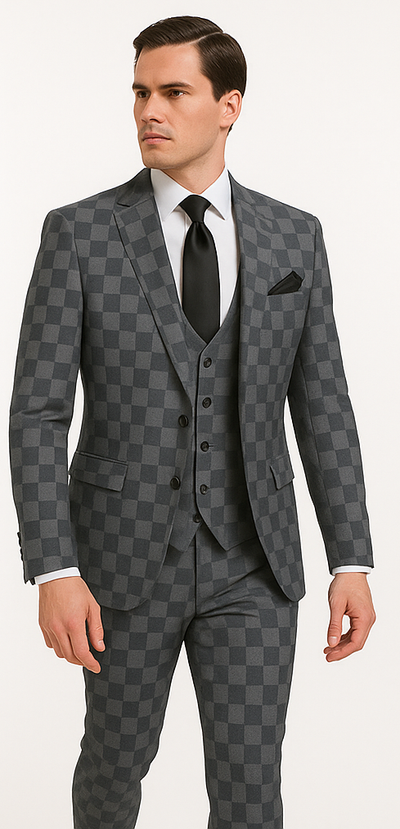 Rossi Man MAX RM1836 Slim Fit 3-Piece Grey Suit – Tailored Formal Suit for Men 5   - from alligatorwarehouse.com