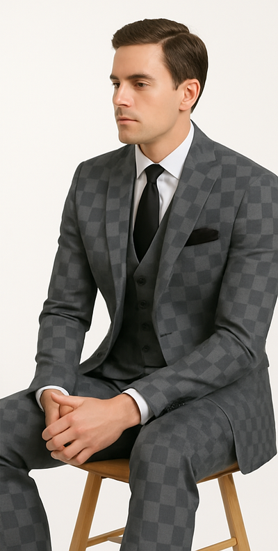 Rossi Man MAX RM1836 Slim Fit 3-Piece Grey Suit – Tailored Formal Suit for Men 4   - from alligatorwarehouse.com