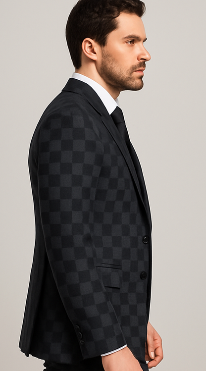 Rossi Man Max RM1837 – Men’s Slim Fit Tailored 3-Piece Suit in Black