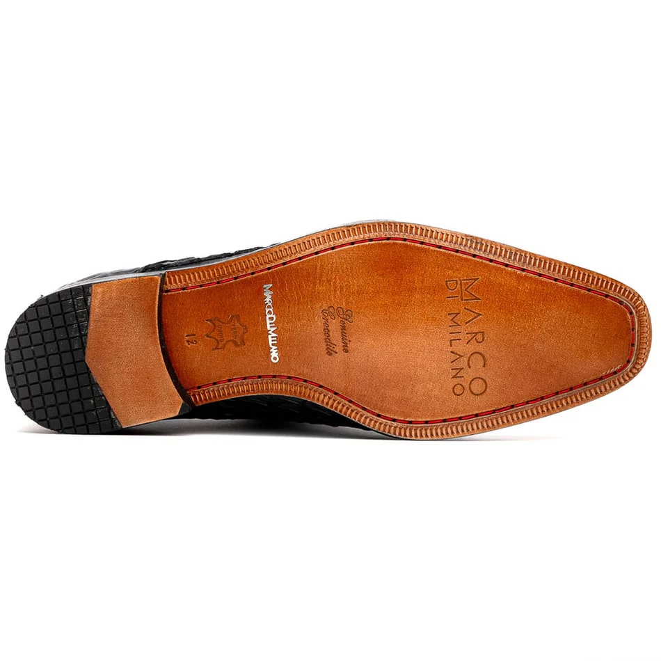 Marco Di Milano Rovigo Men's Shoes Cognac Exotic Crocodile Skin Single Monk-strap Loafers