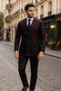 Mens Red and Black Plaid Double-Breasted Suit ƒ?? Slim Fit Checkered 2 Piece Formal Business Outfit 2   - from alligatorwarehouse.com