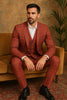 Red Tartan Suit Christmas Party Event - Plaid 3-Piece Slim Fit Suit with Vest - Window pane Pattern 3   - from alligatorwarehouse.com