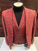 Red Tartan Suit Christmas Party Event - Plaid 3-Piece Slim Fit Suit with Vest - Window pane Pattern 4   - from alligatorwarehouse.com