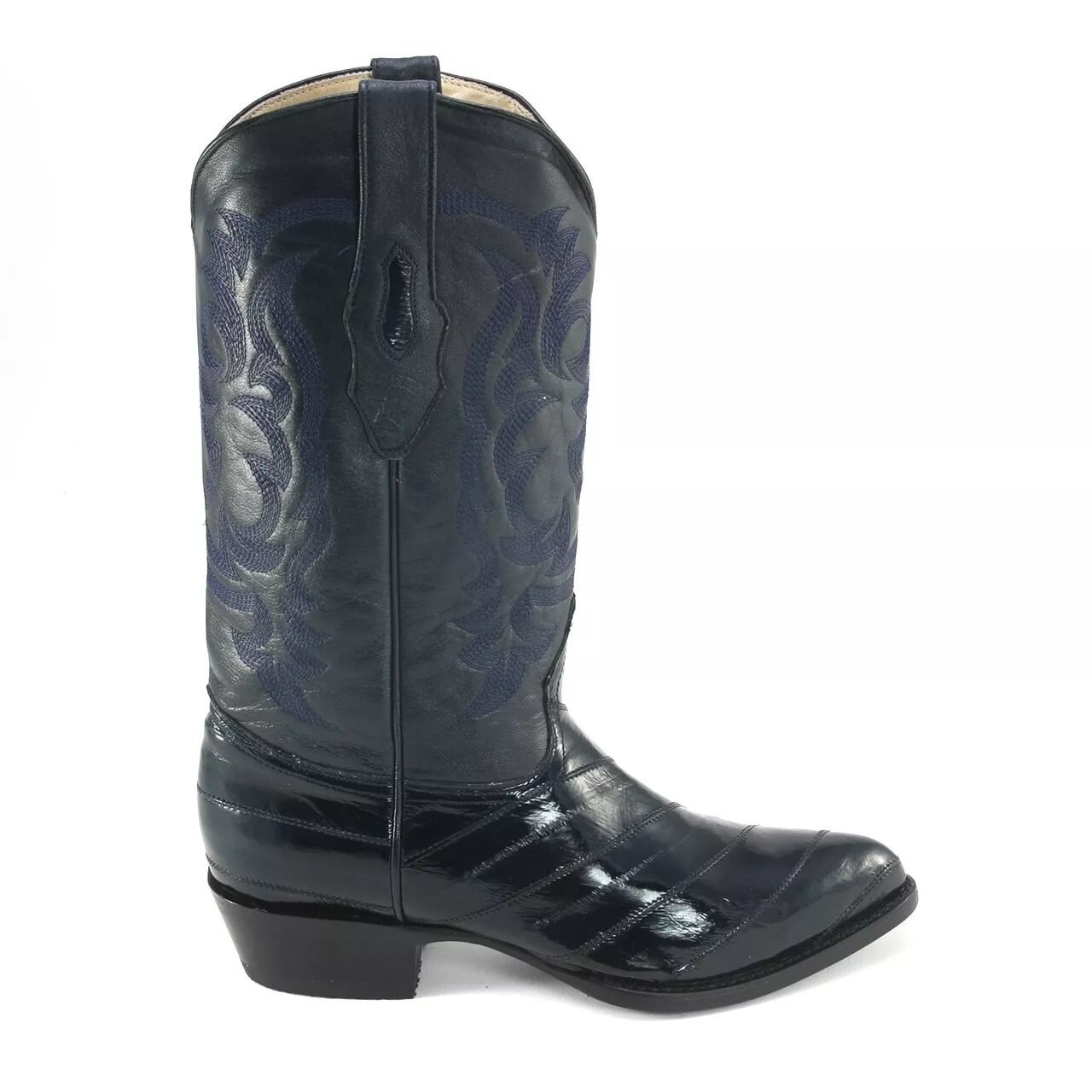 J Toe Cowboy Boots - J Toe Western Boots - Los Altos Navy Eel Skin J-Toe