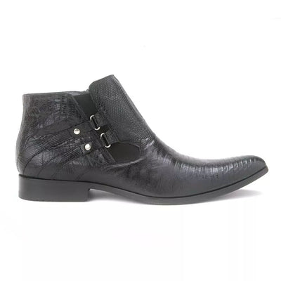 Los Altos Black Genuine Lizard Ankle Boot 3   - from alligatorwarehouse.com