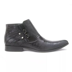 Los Altos Black Genuine Lizard Ankle Boot