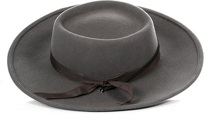 Men's Wool Wide Brim Fedora Hat Grey with Grosgrain Ribbon 1   - from alligatorwarehouse.com