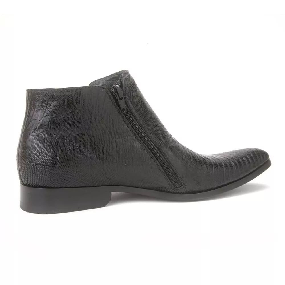 Los Altos Black Genuine Lizard Ankle Boot