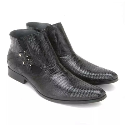 Los Altos Black Genuine Lizard Ankle Boot 1   - from alligatorwarehouse.com
