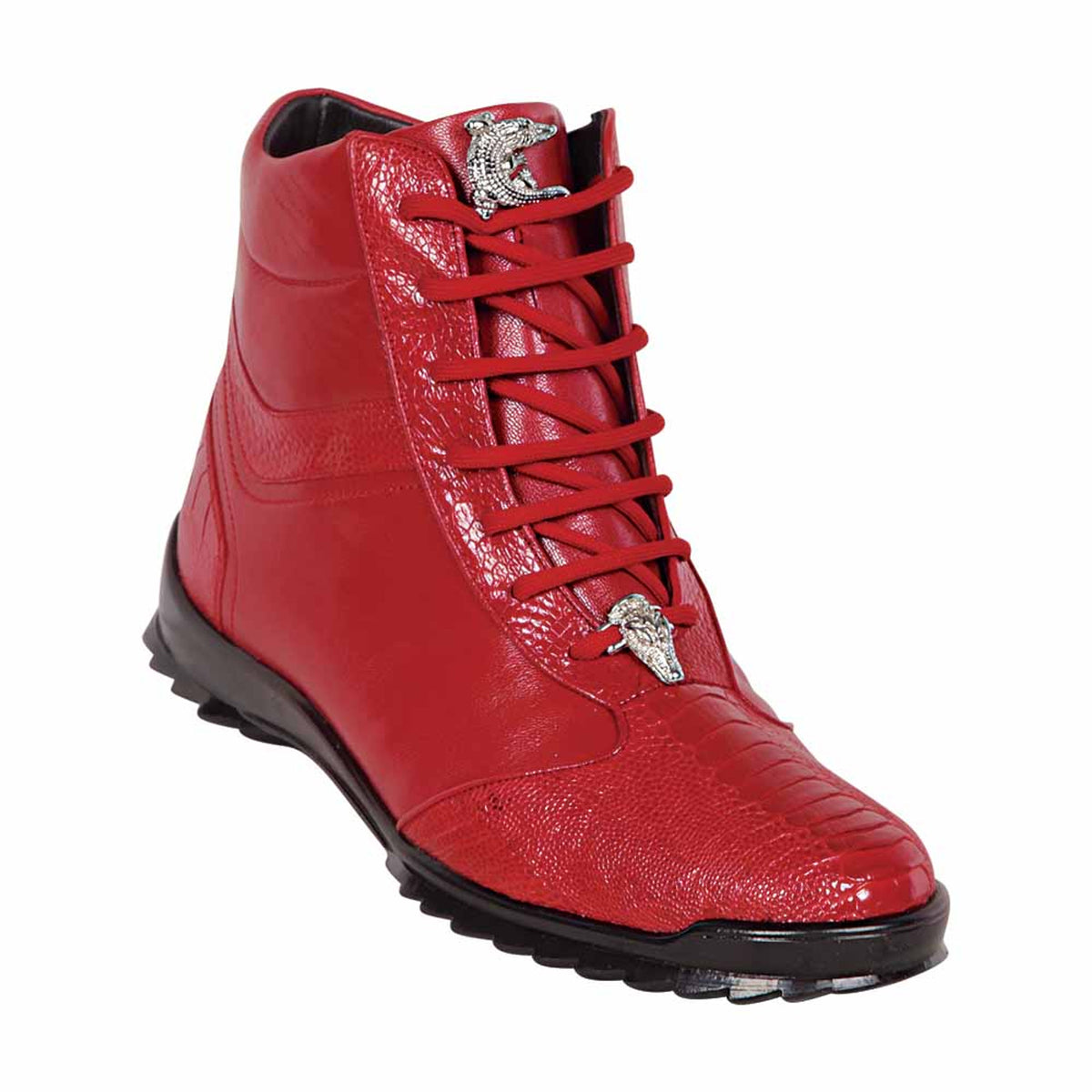 Los Altos Genuine Ostrich Leg Red Casual Ankle Boot