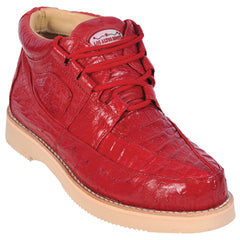 Los Altos Casual Red Caiman & Ostrich Skin Sneakers