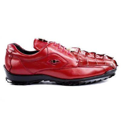 Belvedere Vasco Men's Red Genuine Hornback Crocodile & Soft Calf Sneakers 2 MEN 336122 RED-M-08  - from alligatorwarehouse.com