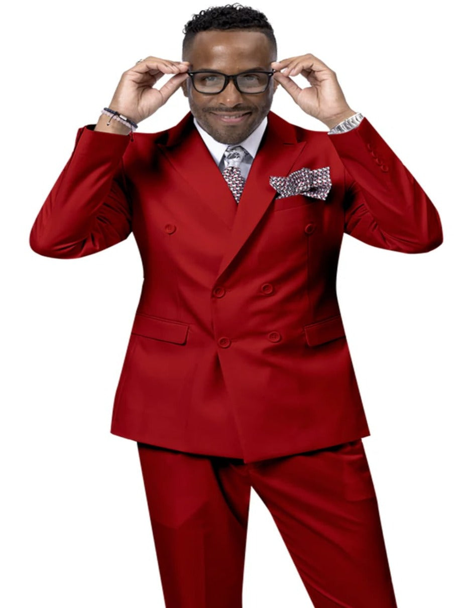Pleated Suit - Mens Suits With Pleated Pant -  Regular Fit Suit - Double Breasted Red Suit