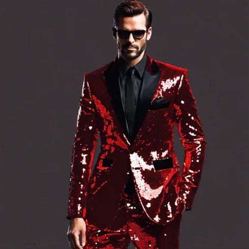 Mens Sequin Suit - Red Royal Green Black Gold Pink