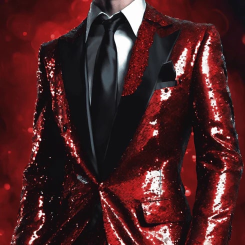 Mens Sequin Suit - Red Royal Green Black Gold Pink