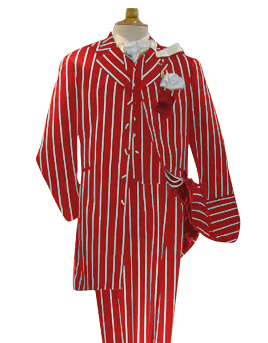 Red and White Pinstripe Gangster 1920s Pinstripe Suit - Mens  Fashion Suit