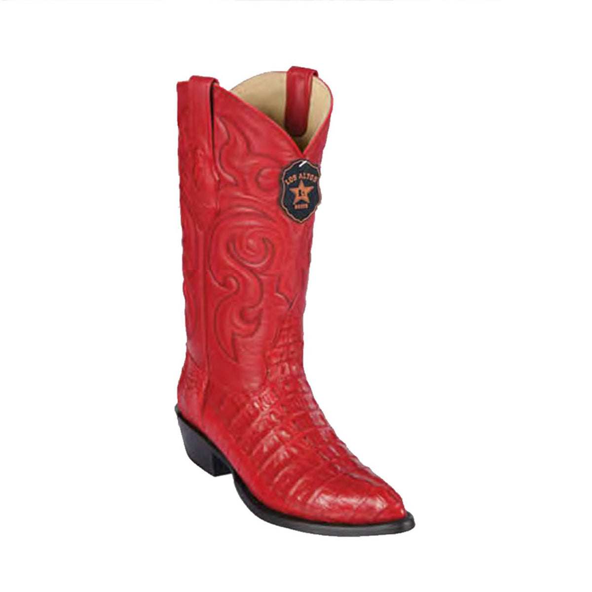 Los Altos Men's Red Genuine Caiman Tail Boots