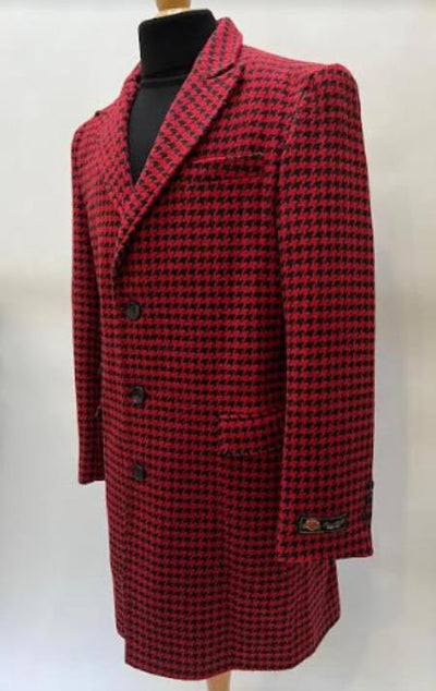 Mens Plaid Overcoat - Peacoat - Plaid Red Topcoats 1   - from alligatorwarehouse.com