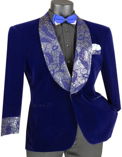 Blue Prom Suit - Blue Homecoming Outfits For Guys Regular Fit Blue Velvet Jacket 1   - from alligatorwarehouse.com