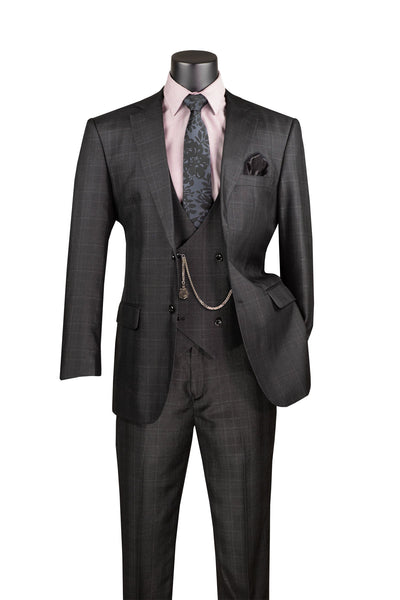 Renaissance Collection - Regular Fit 3 Piece Suit Black 1 SO1V2RW-7_BLACK_42R  - from alligatorwarehouse.com