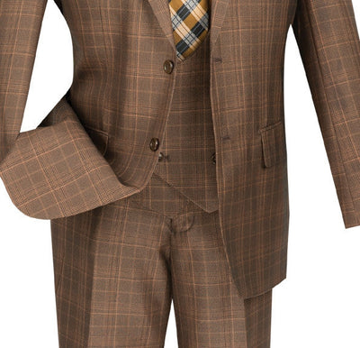 Renaissance Collection - Regular Fit 3 Piece Suit Chestnut 3 SO1V2RW-7_CHESTNUT_42R  - from alligatorwarehouse.com