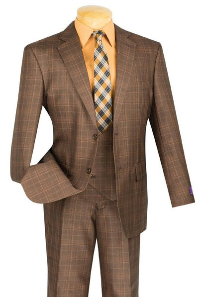 Renaissance Collection - Regular Fit 3 Piece Suit Chestnut 1 SO1V2RW-7_CHESTNUT_42R  - from alligatorwarehouse.com