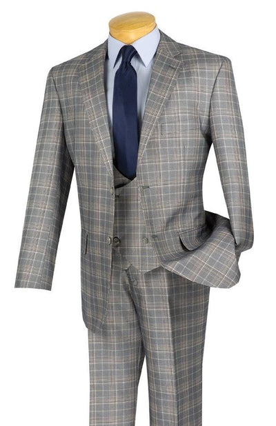 Renaissance Collection - Regular Fit 3 Piece Suit Gray 1 SO1V2RW-7_GRAY_42R  - from alligatorwarehouse.com