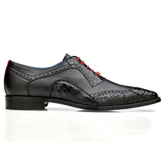 Men's Belvedere Roberto Calf & Alligator Wingtip Dress Shoe in Black