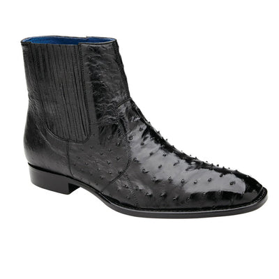 Men's Belvedere Roger Ostrich Quill Dress Boot in Black 2 MEN R55 BLACK-M-09  - from alligatorwarehouse.com