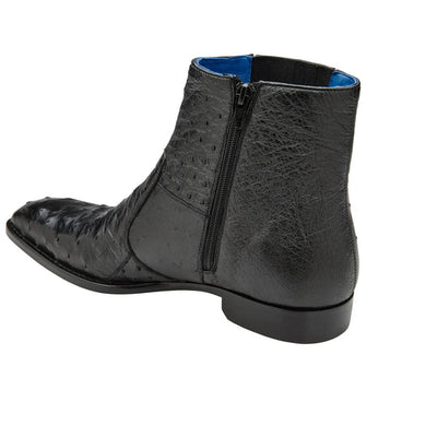 Men's Belvedere Roger Ostrich Quill Dress Boot in Black 4 MEN R55 BLACK-M-09  - from alligatorwarehouse.com