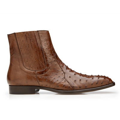 Men's Belvedere Roger Ostrich Quill Dress Boot in Brown 1 MEN R55 ANT. BROWN-M-09  - from alligatorwarehouse.com