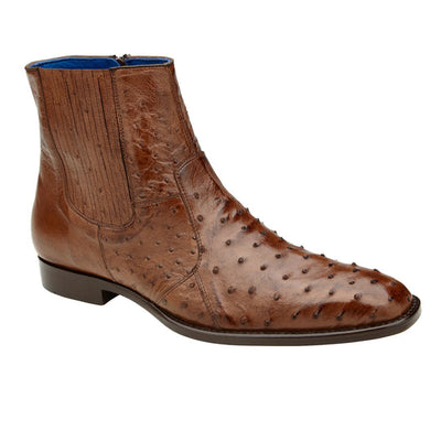 Men's Belvedere Roger Ostrich Quill Dress Boot in Brown 2 MEN R55 ANT. BROWN-M-09  - from alligatorwarehouse.com