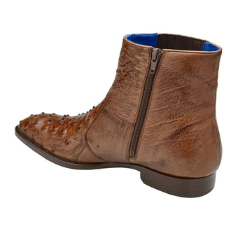 Men's Belvedere Roger Ostrich Quill Dress Boot in Brown 4 MEN R55 ANT. BROWN-M-09  - from alligatorwarehouse.com