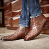 Men's Belvedere Roger Ostrich Quill Dress Boot in Brown 6 MEN R55 ANT. BROWN-M-09  - from alligatorwarehouse.com