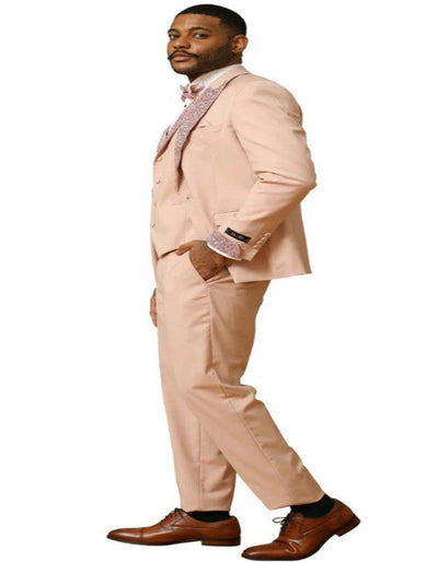 Rose Gold Prom Tuxedo - Perfect Wedding Suit Vested Rhinestone Lapelled 2   - from alligatorwarehouse.com