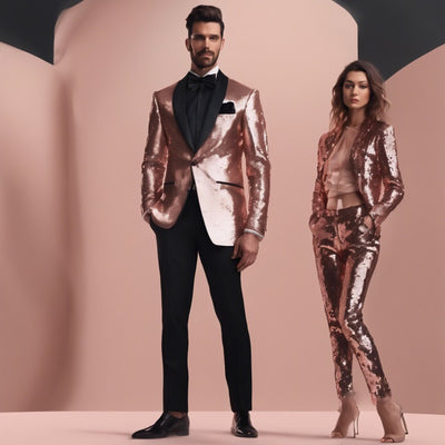 Sequin Suit - Shiny Suit - Rose Gold Suit - Metallic Fabric - Stage Tuxedo - Groom Suit Jacket + Pants 1   - from alligatorwarehouse.com