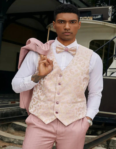 Men's Stacy Adam's One Button Vested Modern Suit in Rose Pink Pinstripe 2   - from alligatorwarehouse.com