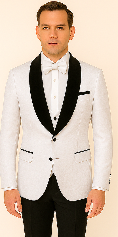 Rossi Man RM1444 – Slim Fit Smoking Style 3-Piece Formal Tuxedo for Men