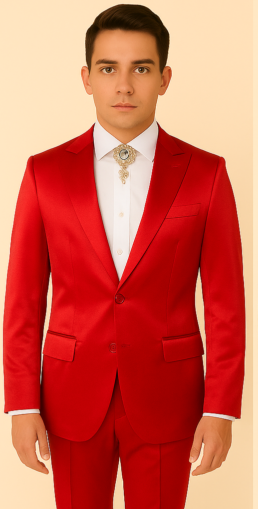 Rossi Man LEO RM1621 – Red Slim Fit 3-Piece Designer Suit for Men