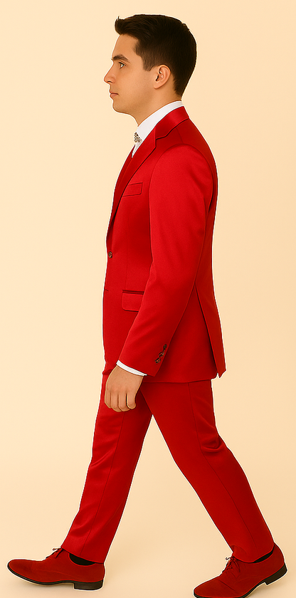 Rossi Man LEO RM1621 – Red Slim Fit 3-Piece Designer Suit for Men
