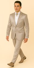 Rossi Man LEO RM1622 – Off-White Slim Fit 3-Piece Designer Suit for Men