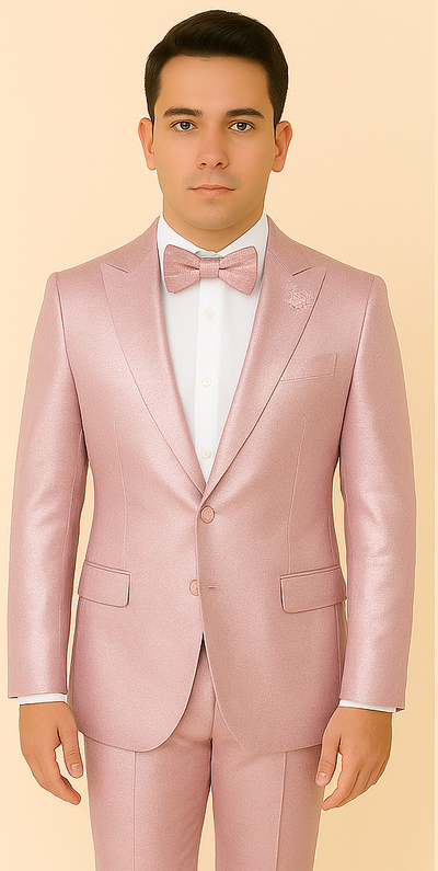 Rossi Man LEO RM1641 – Pink Shimmer Slim Fit 3-Piece Suit for Men 5   - from alligatorwarehouse.com