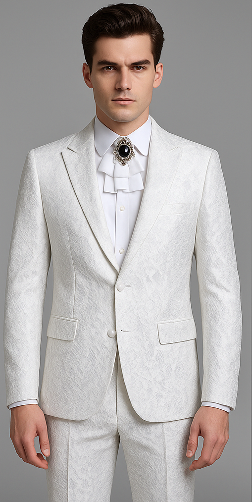 Rossi Man Leo RM1902 – White Designer Tuxedo for Men 5   - from alligatorwarehouse.com