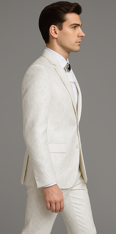 Rossi Man Leo RM1902 – White Designer Tuxedo for Men 3   - from alligatorwarehouse.com