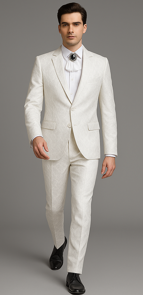 Rossi Man Leo RM1902 – White Designer Tuxedo for Men 4   - from alligatorwarehouse.com