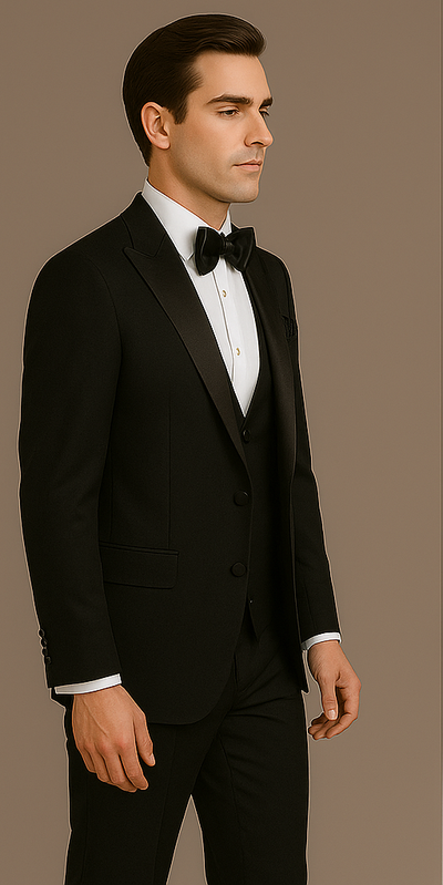 Rossi Man Leo Tuxedo RM1101 – Classic Black Formal Suit for Men | Timeless Tuxedo Style 3   - from alligatorwarehouse.com