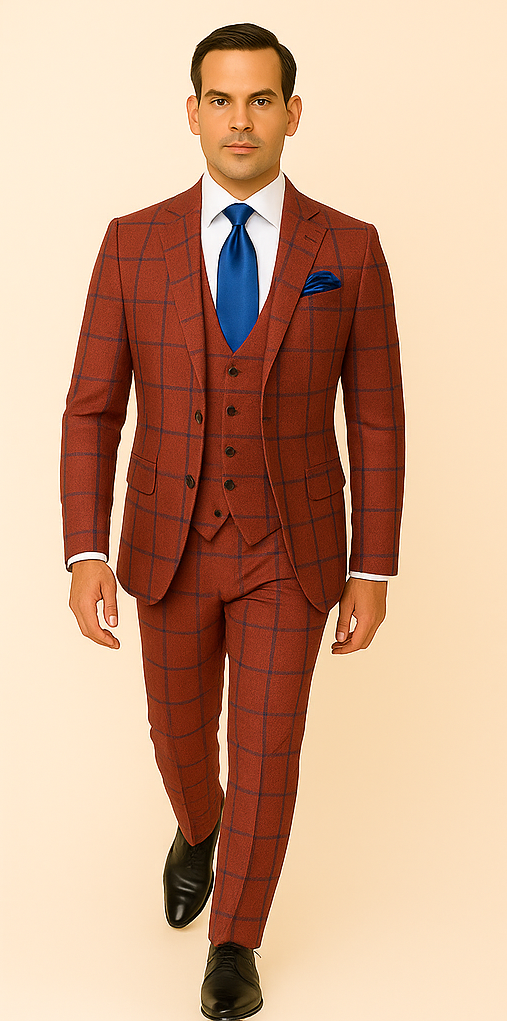 Rossi Man Max RM1842 – Slim Fit 3-Piece Formal Suit for Men