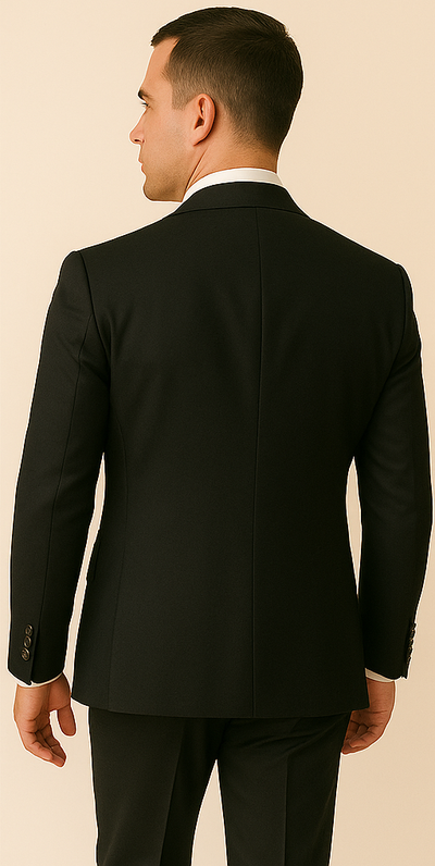 Rossi Man Men’s Black Slim Fit Suit – Double-Breasted Modern Classic 3 SKU#58660  - from alligatorwarehouse.com